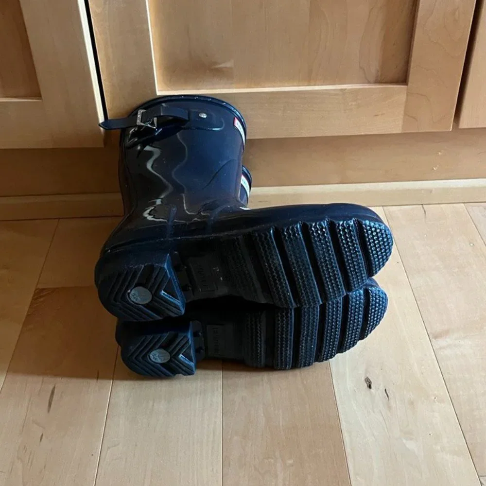 Hunter Original Short Gloss Wellies Rainboots Navy - Picture 5 of 5